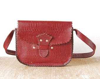 Handmade Shoulder Bag, Vintage Leather Handbag, Bordeaux Leather Purse