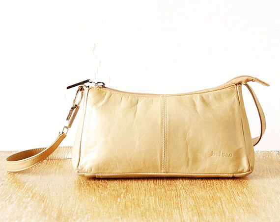 Small Belsac Leather Handbagvintage Shoulder Bag Beige - Australia