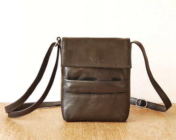 Thrifted Small Shoulder Bag, Black Leather Loops … - image 1