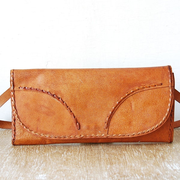 Bolso Vintage de Cuero Marron, Bolso de Mano 70s, Cartera Mujer Cuero Naranja, Bolso Hombro