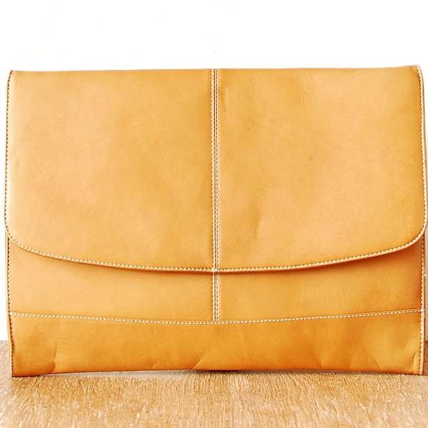 Vintage Cottie Portfolio Case, Tan Brown Leather Folder Bag