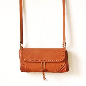 Extra Large Jewel Handmade Brown Leather Crossbody Bag 