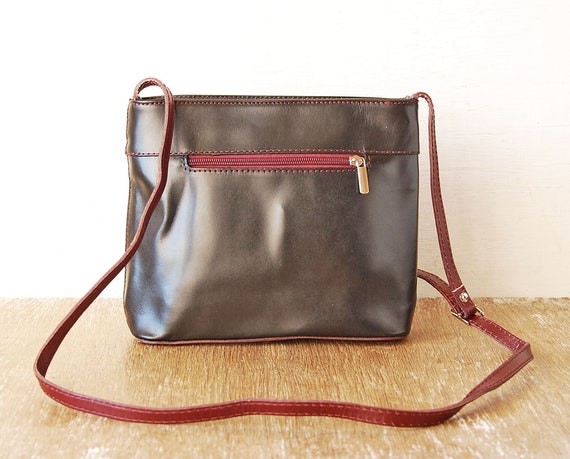 Vintage Vera Pelle Italian Purse, Black Bordeaux … - image 4