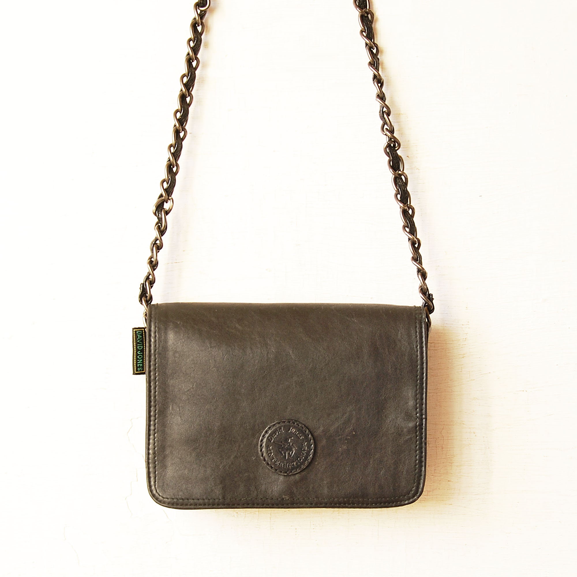 Vintage Grey Leather Print DAVID JONES Shoulder Bag A17 -  Israel