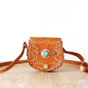 Small Handcrafted Shoulder Bag, Vintage Tan Leather Metal Studs Purse - Etsy Sweden Small Handcrafted Shoulder Bag, Vintage Tan Leather Metal Studs Purse - Etsy Sweden