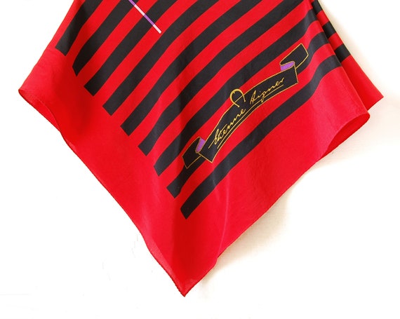 Vintage Etienne Aigner Red Women's Silk Scarf, Bl… - image 2