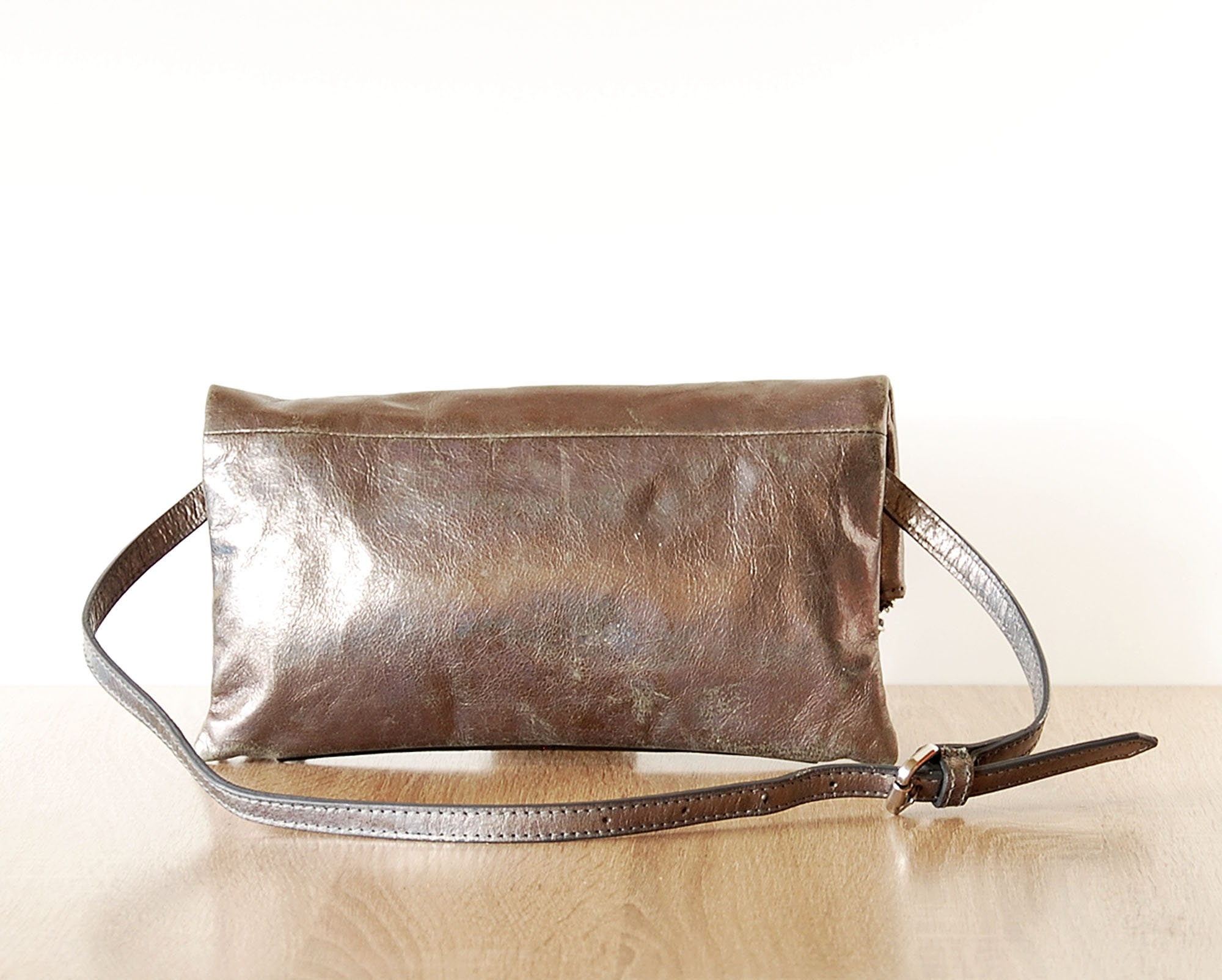 Helena Antique Gunmetal Leather Sling Bag - Sandalwali
