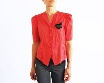 Camisa vintage de algod n para mujer blusa negra de verano