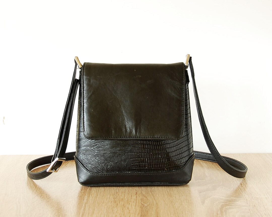 Black Leather Vintage Bag Italian Leather Woman Purse Etsy