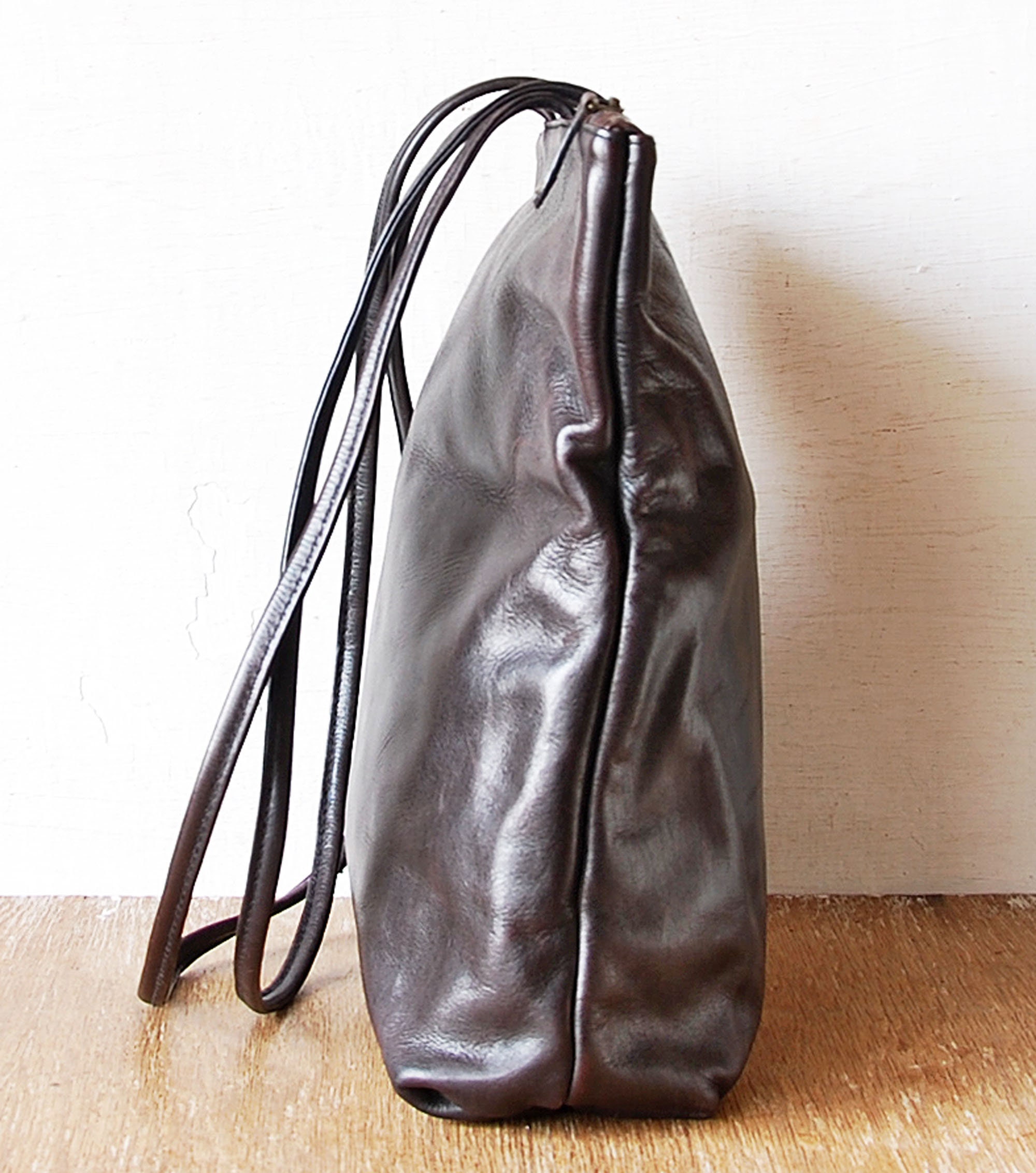 Large Brown Leather Hidesign Bag Vintage Shoulder Bag Top 