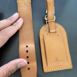 Etiqueta de identificação para mala de couro vachetta Louis Vuitton com etiqueta de identificação e fivela de alça nº 11707