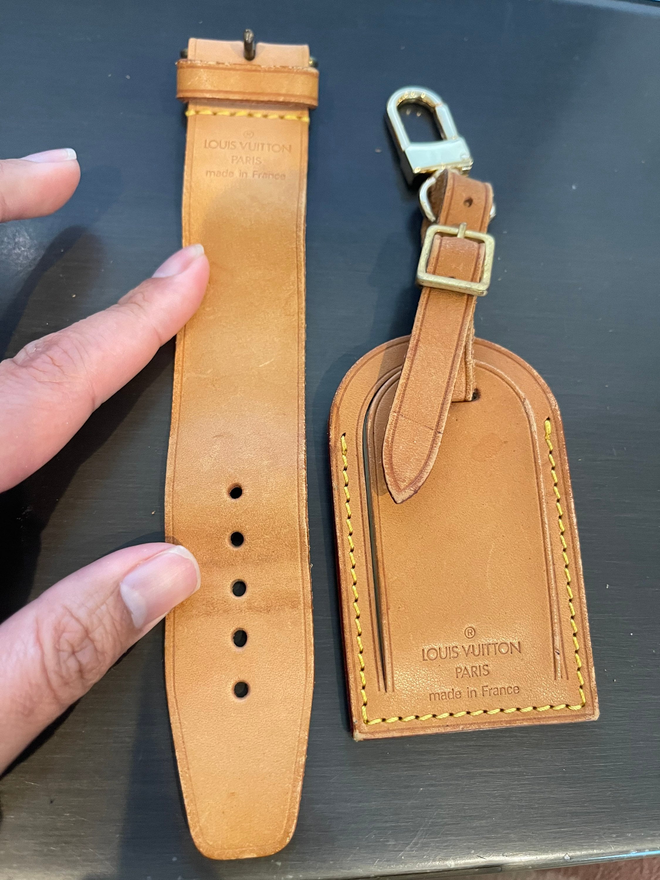 Louis Vuitton Vachetta Leather Luggage ID Tag Name Tag and 