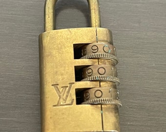 LOUIS VUITTON Brass Gold Padlock with Matching Key (LV Lock Number 334)