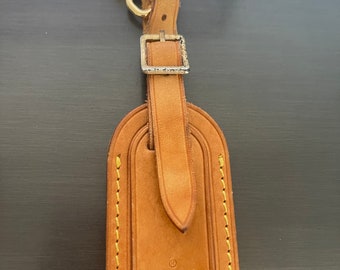 Louis Vuitton vachetta leather luggage ID tag small name tag  #10900