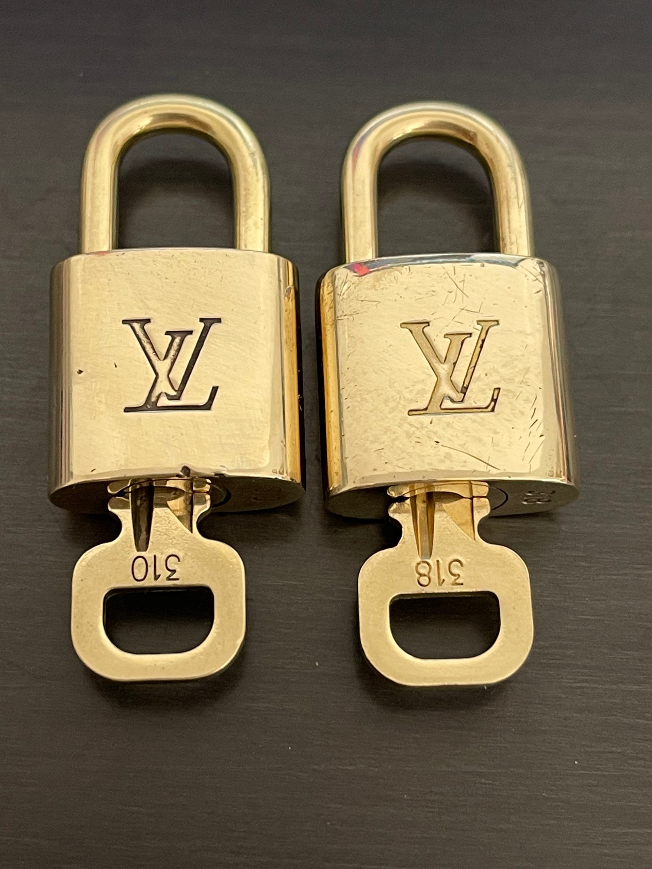 Louis Vuitton Two Padlocks and Keys 310 and 318 Lock Brass 