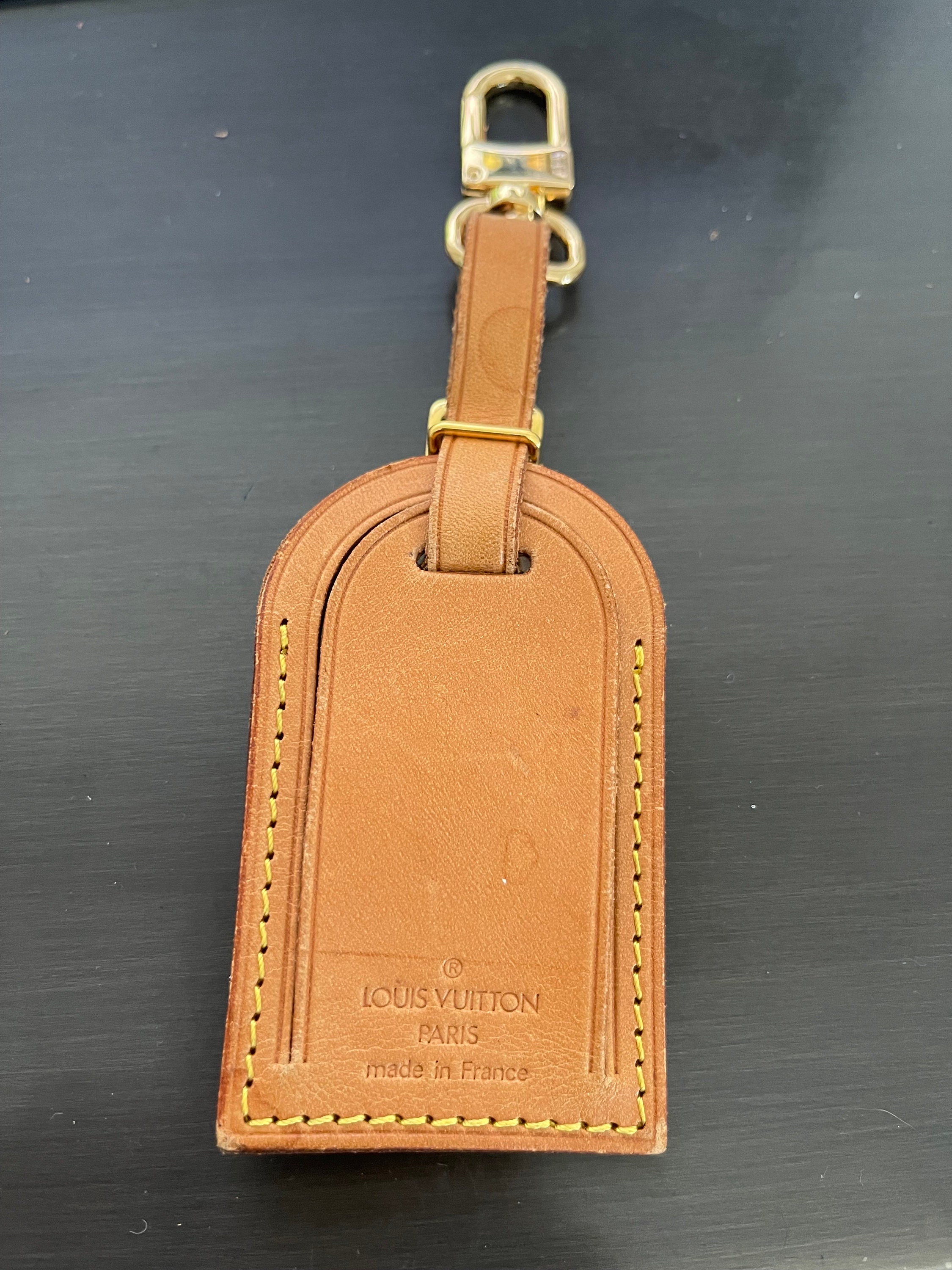 Louis Vuitton Authentic Leather Luggage Bag Name Tag Poignet Accessories