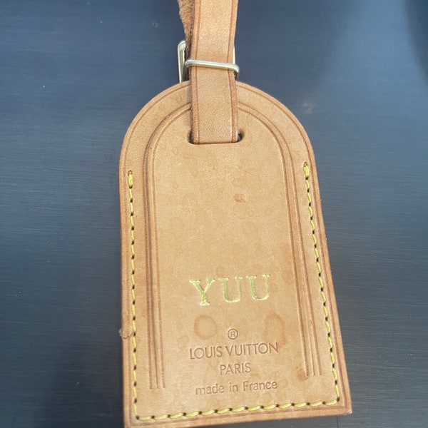 Louis Vuitton vachetta leather luggage ID tag name tag #10980
