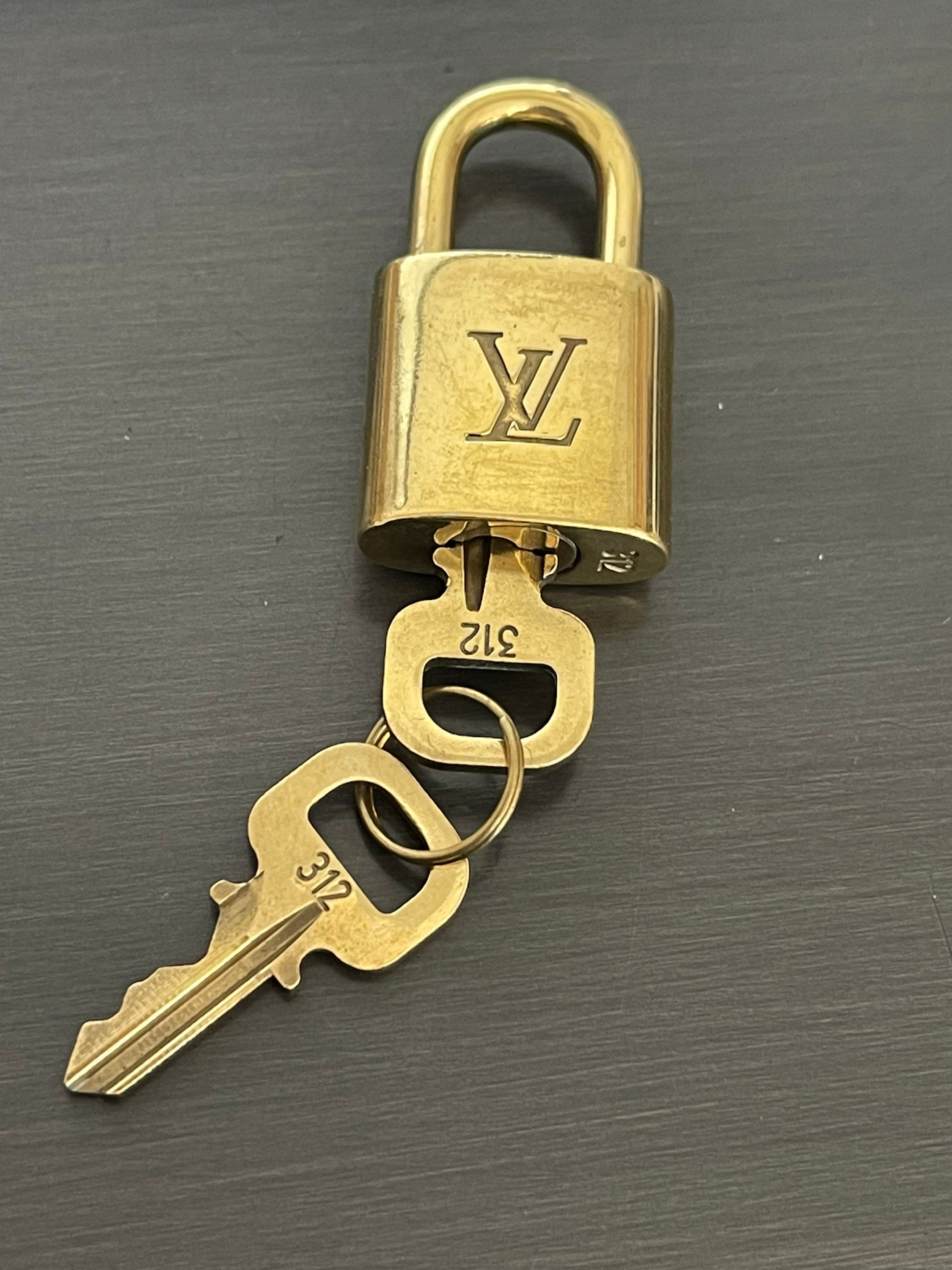 authentic LOUIS VUITTON LV padlock key set bag accessory brass gold #317