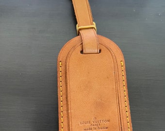 Louis Vuitton vachetta leather luggage ID tag name tag #10933