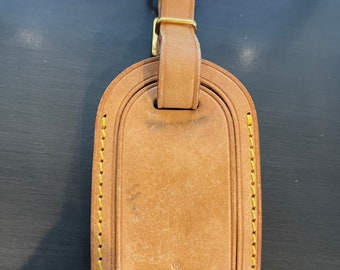 Louis Vuitton vachetta leather luggage ID tag name tag #10872