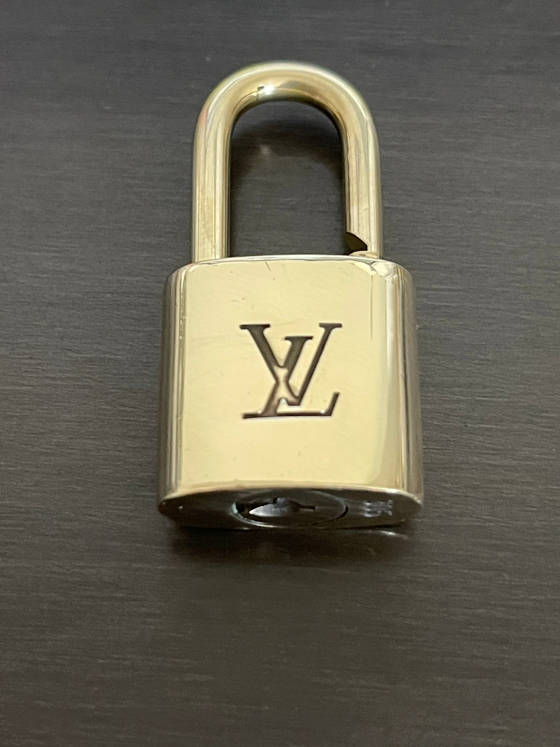 LV Monogram Louis Vuitton PadLock Lock & 2 Key Brass Old Gold Color No.  318