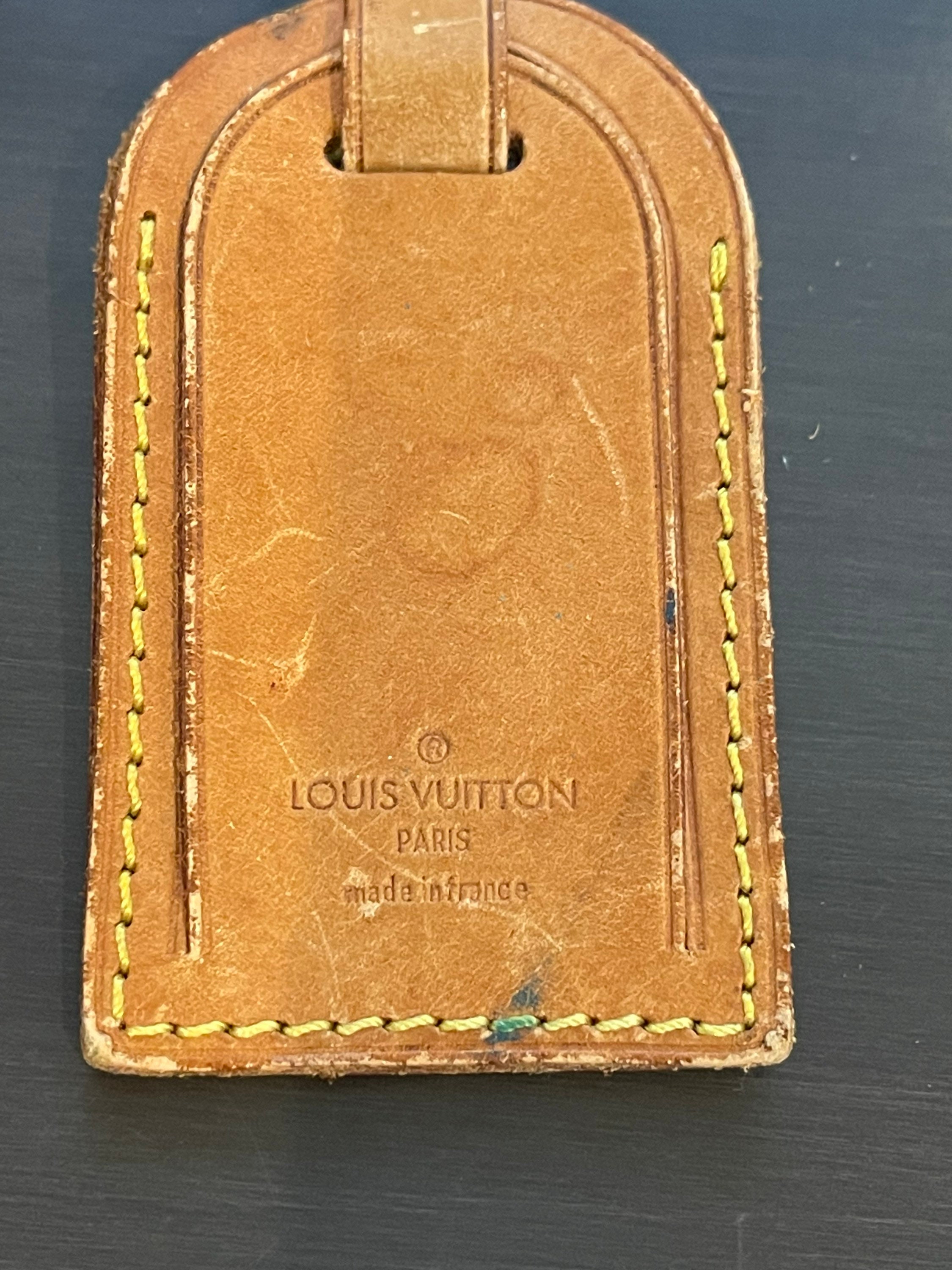 Louis Vuitton Vachetta Leather Luggage ID Tag Name Tag Box and 
