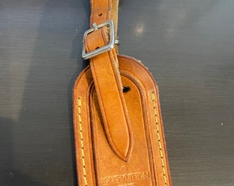 Louis Vuitton vachetta leather luggage ID tag small name tag  #10975