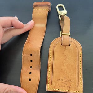 Etiqueta de identificação para mala de couro vachetta Louis Vuitton com etiqueta de identificação e fivela de alça nº 11731