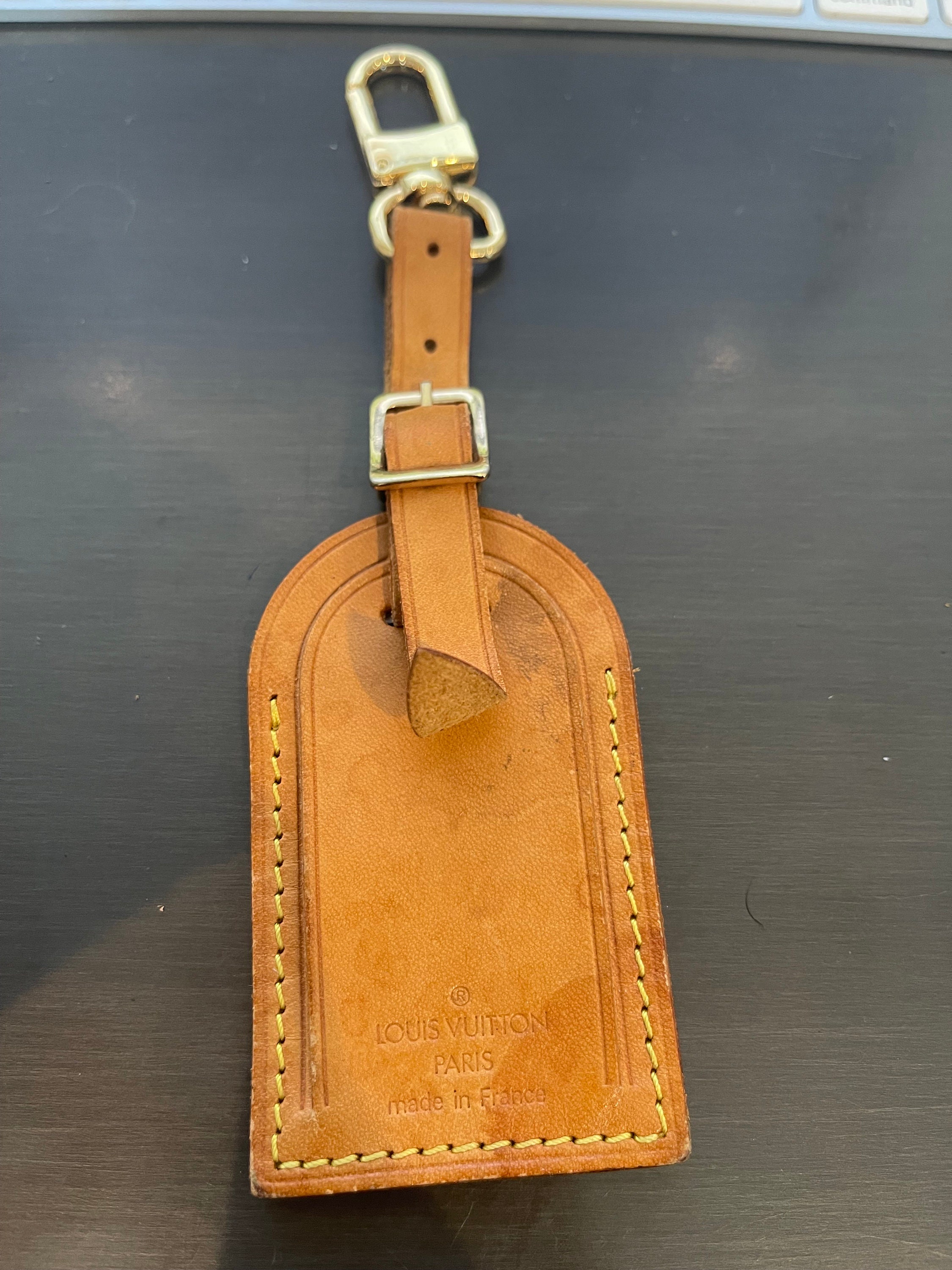 LOUIS VUITTON Luggage Tag and Handle Strap Set Genuine LV Leather Vachetta  Set