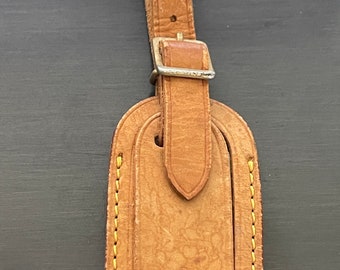 Louis Vuitton vachetta leather luggage ID tag small name tag  #10920