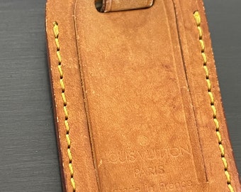 Louis Vuitton vachetta leather luggage ID tag small name tag  #10443