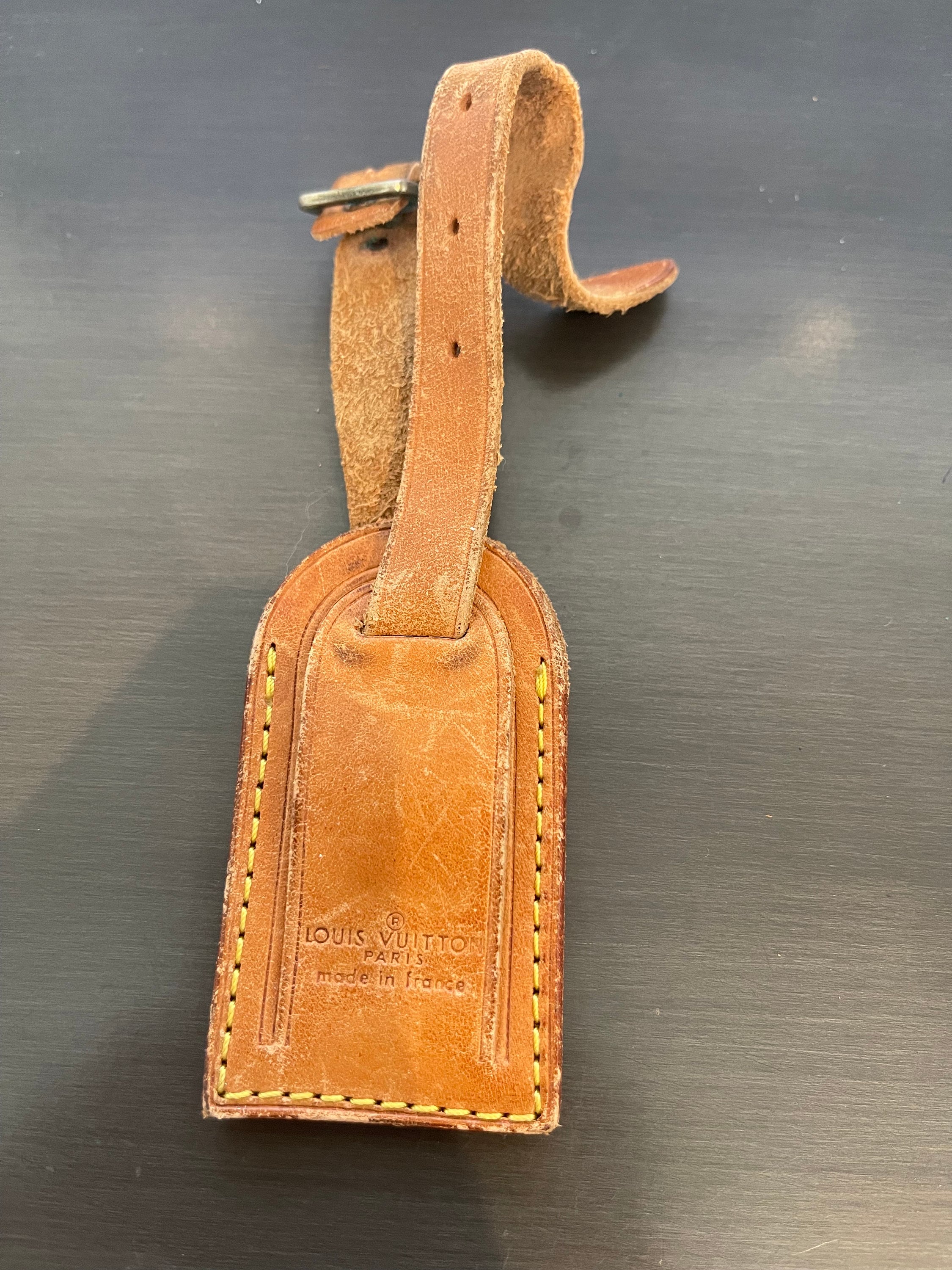 BROKEN Louis Vuitton Vachetta Leather Luggage ID Tag Small 