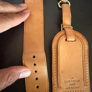 Louis Vuitton Vachetta läderbagage-ID-tagg namnbricka med öglespänne #12490