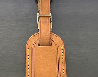 Louis Vuitton vachetta leather luggage ID tag small name tag  #10922