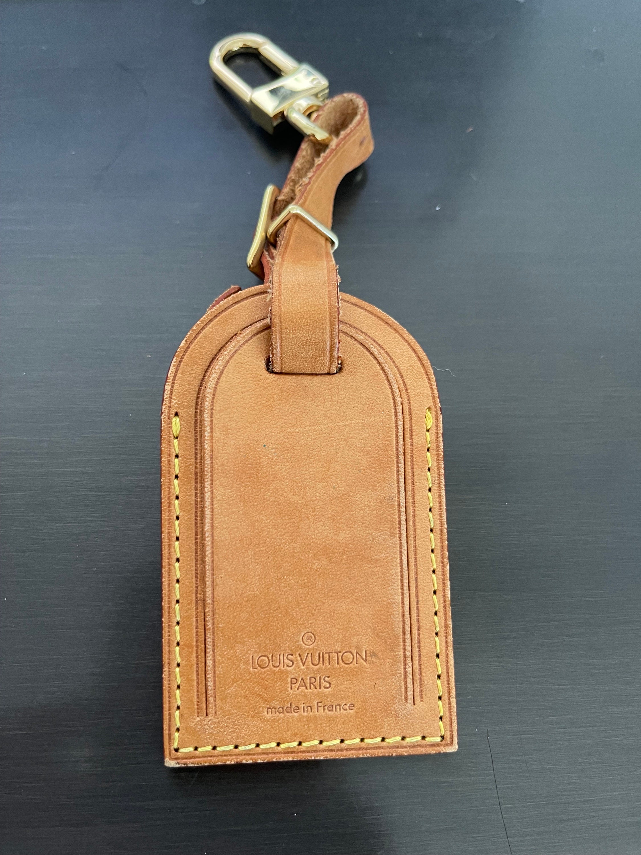 Luxury Vachetta Leather Luggage Tag With Clip Personalised 