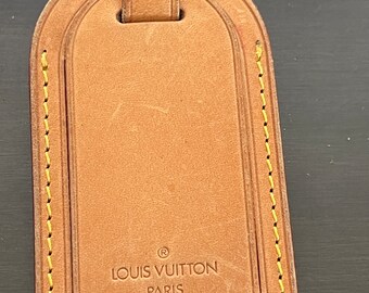 Etiquette d'identification de bagage Louis Vuitton en cuir de vachette cassée #10974