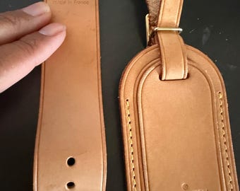 Louis Vuitton Gepäckanhänger aus Vachetta-Leder, Namensschild und Schlaufenschnalle Nr. 12463