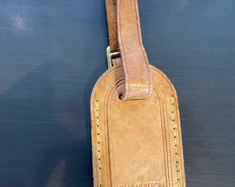 Louis Vuitton vachetta leather luggage ID tag small name tag  #10976