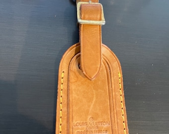 Louis Vuitton vachetta leather luggage ID tag small name tag  #10978