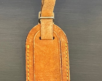 Louis Vuitton vachetta leather luggage ID tag small name tag  #10888