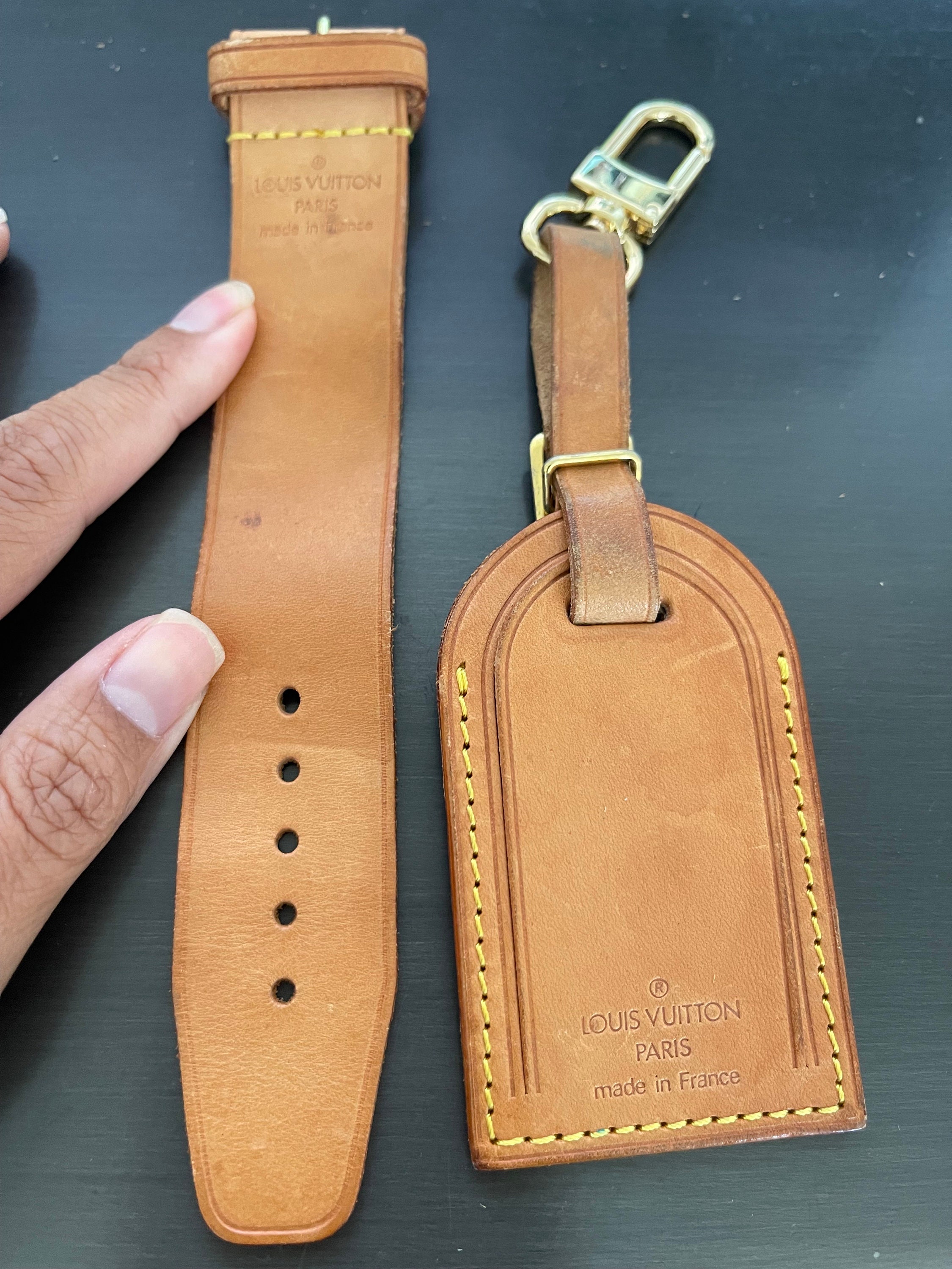 Louis Vuitton Vachetta Leather Luggage Tag and Poignet Bag Charm