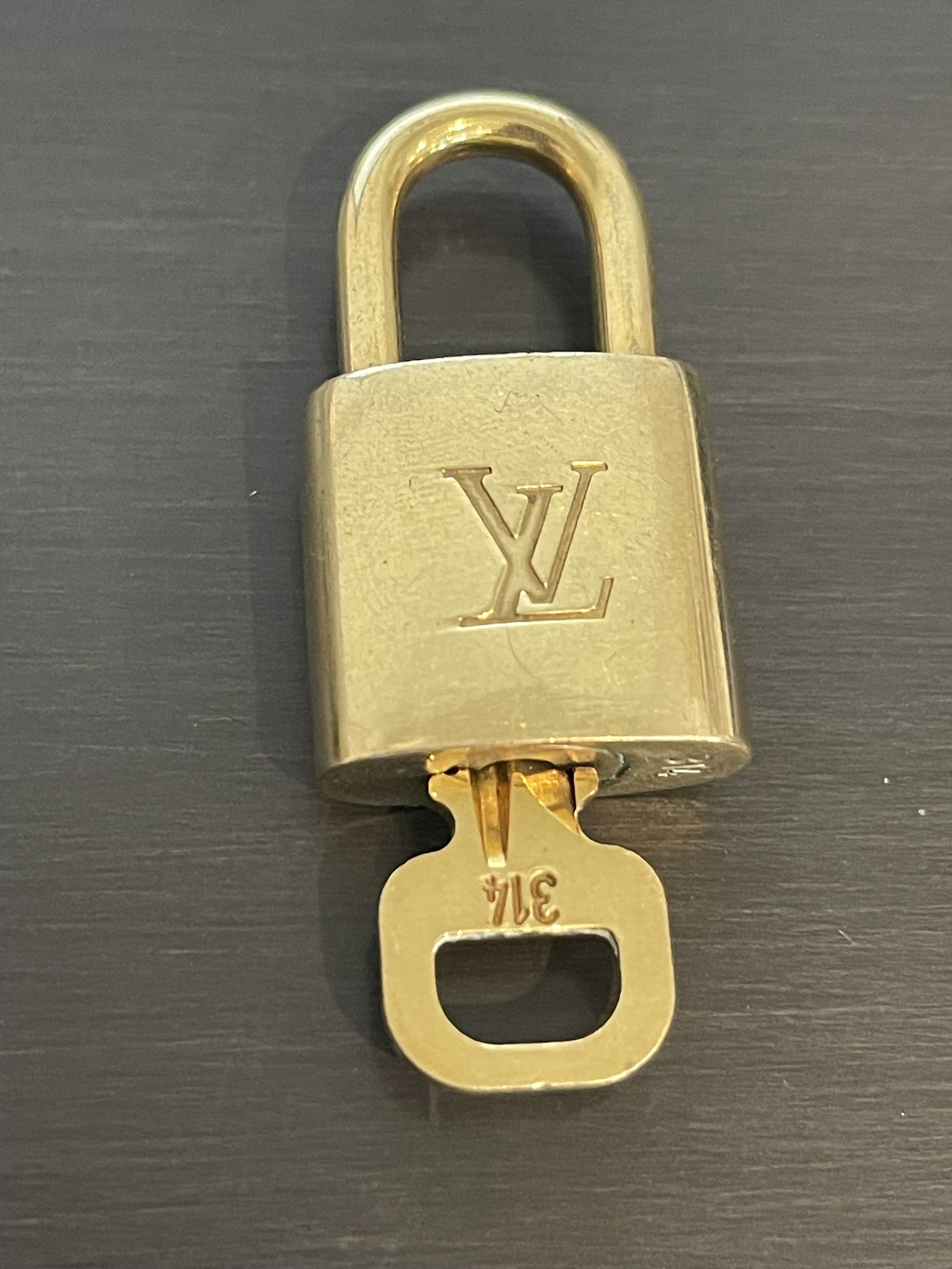 Authentic Louis Vuitton LV PadLock & 2Keys #314 Gold Brass