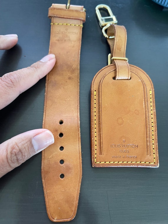 Louis Vuitton vachetta leather luggage ID tag name