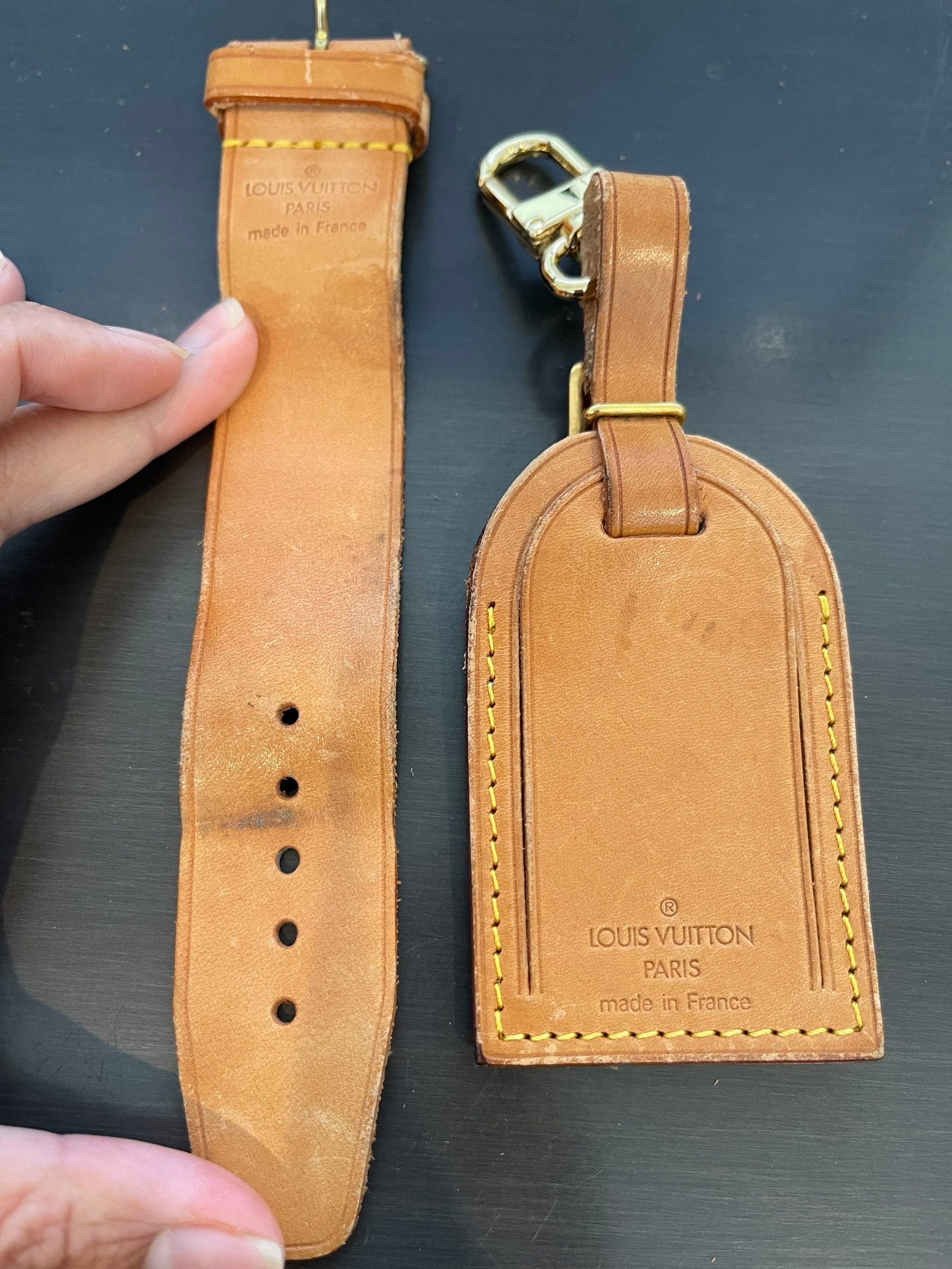 Luxury Vachetta Leather Luggage Tag With Clip Personalised 