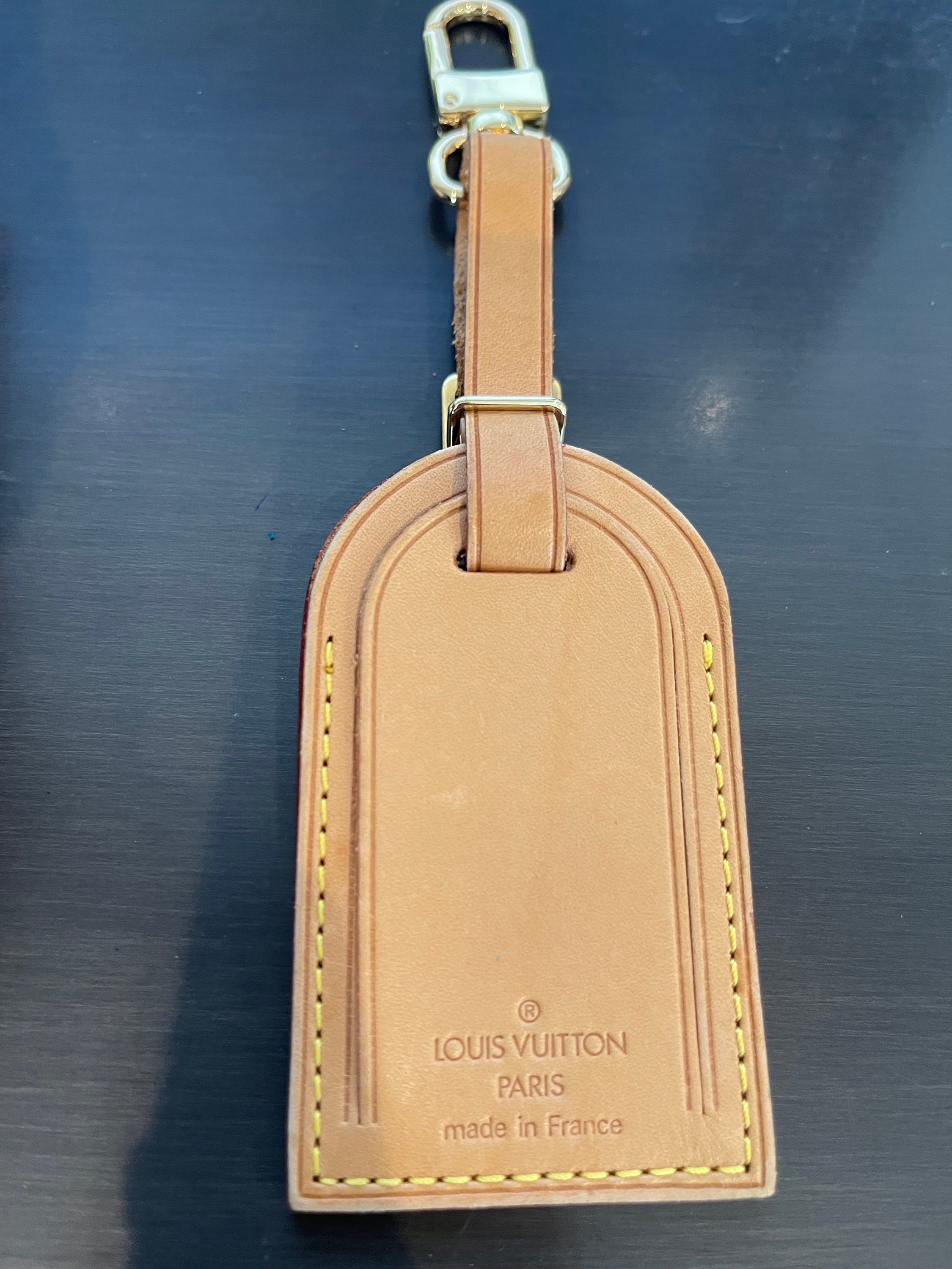 Louis Vuitton Authentic Leather Luggage Bag Name Tag Poignet