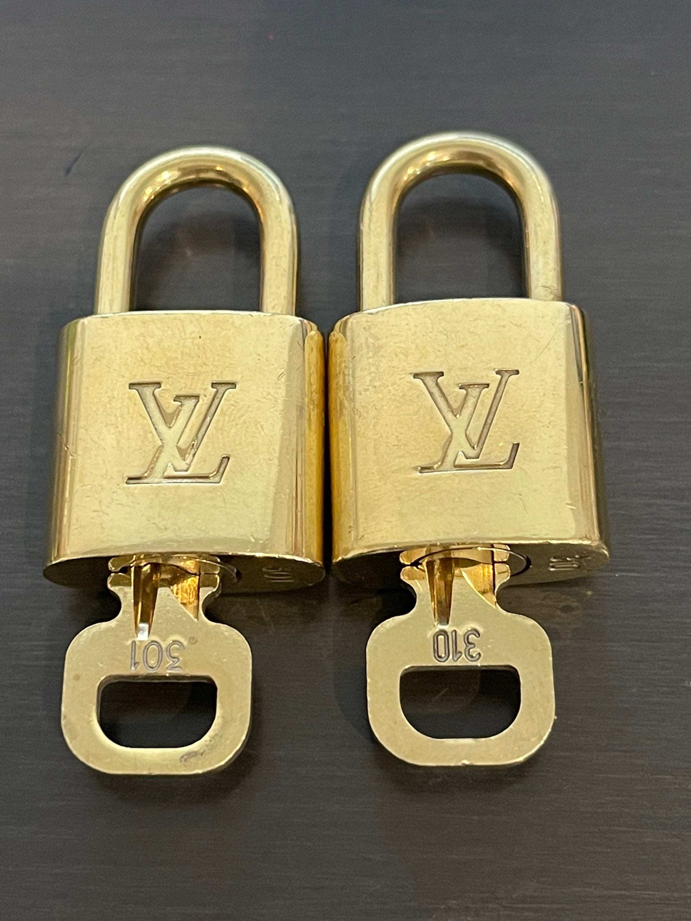 Vintage Gold Brass Lock and Key Set #310 by Louis Vuitton