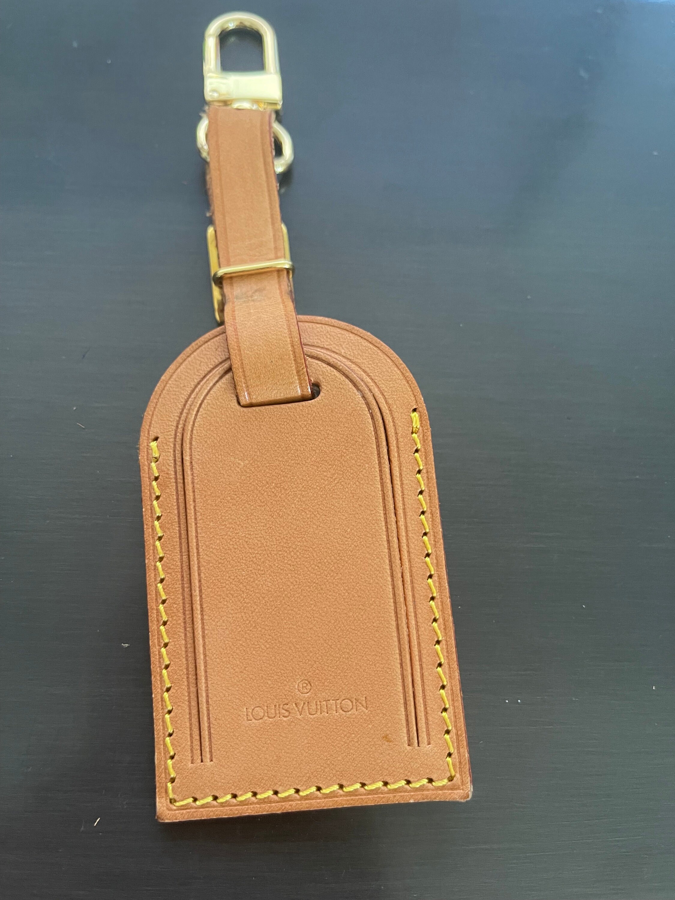 Luxury Vachetta Leather Luggage Tag with Clip | Personalised Luggage Tag |  Monogrammed Luggage Tag | Heat Stamped [BAG NOT INCLUDED]