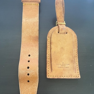Etiqueta de identificação para bagagem em couro vachetta Louis Vuitton, com etiqueta de identificação e fivela de alça, nº 11739
