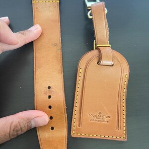 Etiqueta de identificação para mala de couro vachetta Louis Vuitton com etiqueta de identificação e fivela de alça nº 11741