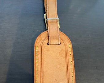 Louis Vuitton vachetta leather luggage ID tag small name tag  #10979